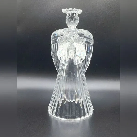 Vintage crystal angel candle holder