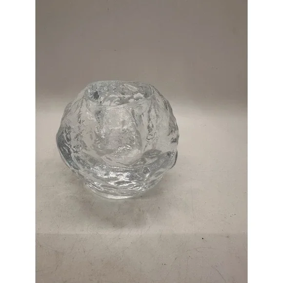 Kosta Boda Art Glass‎ Votive Candle Holder Clear Ice Block Style