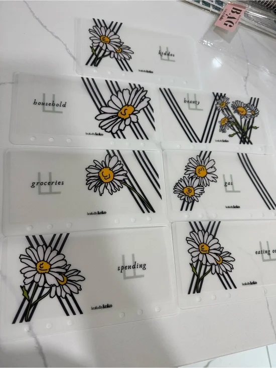 Daisy Floral Planner Wallet Card - White with Yellow Accent