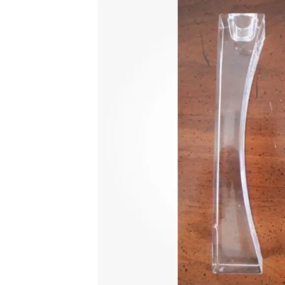 Nambe Kissing Lead Crystal Modern Tall MCM Glass Candlestick, 7