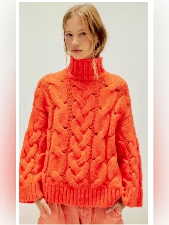 NWT Free People Clementine SoftSpun Cable Knit Pullover