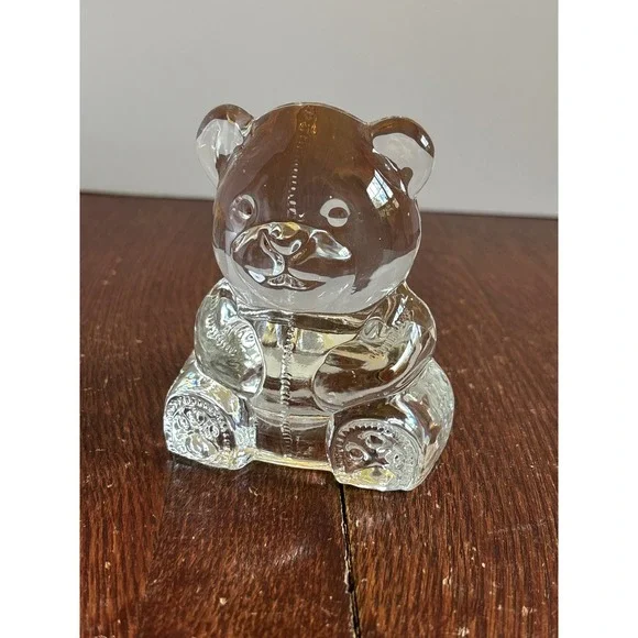 PartyLite Clear Glass Teddy Bear Tea Light Votive Candle Holder Vintage P0425