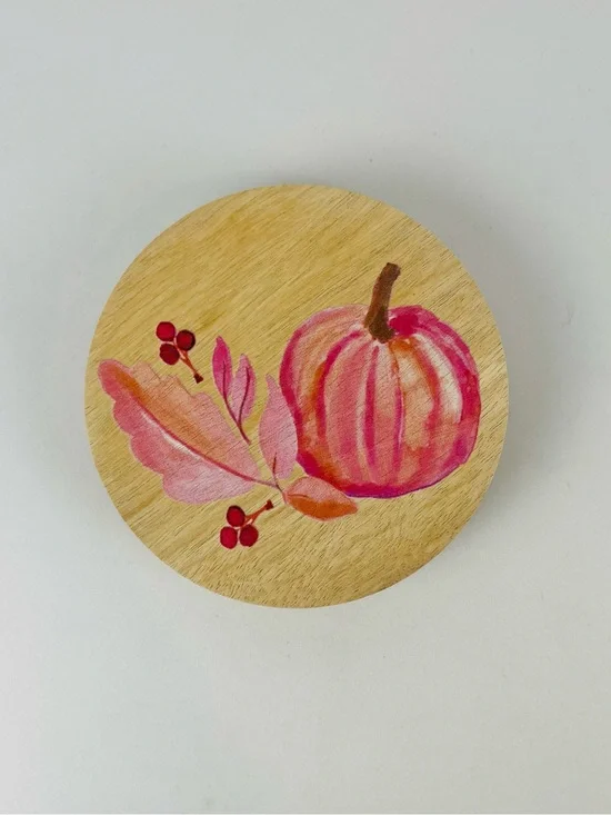Sand + Fog Sand + Paws 2 Wick 12oz Candle Replacement Pumpkin Wood Lid Pink Tan