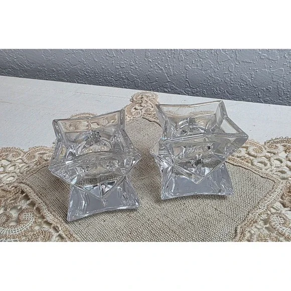 CLEARANCE‎ 💲6️⃣ Vintage Glass Star Shaped Taper Candle Holders All Occasion
