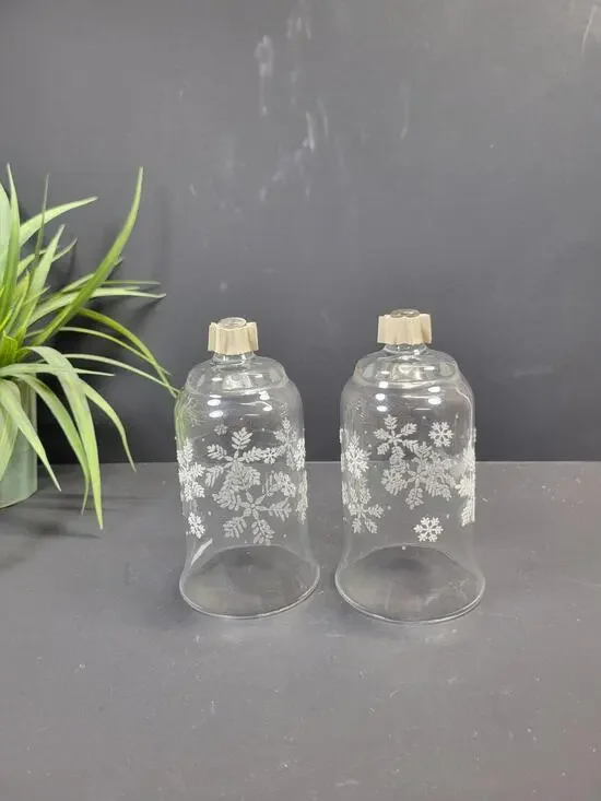 Vintage Homco Snowflake Glass Peg Votive Cups Set of 2 Home Interiors Christmas
