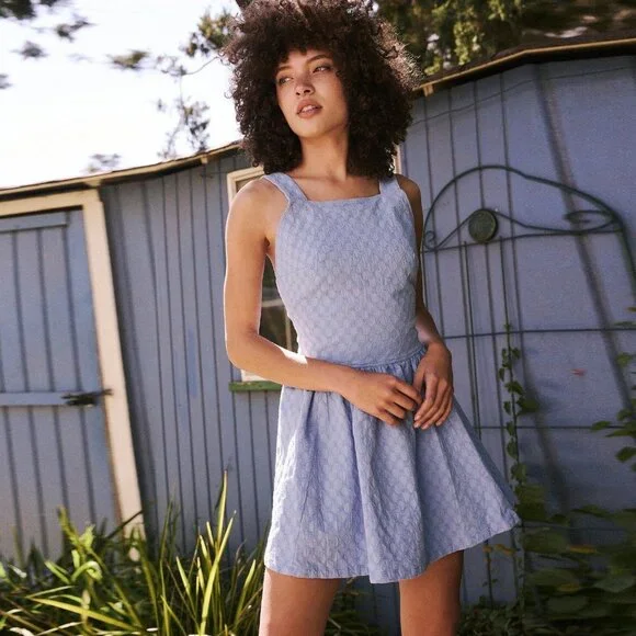 New Free People Va Va Volume Mini Blue Dress Size S