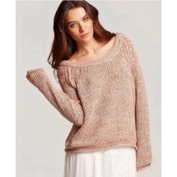 Free People Sahara Crochet Knit Pullover Sweater Scoop Neck Women’s Sz‎ Medium