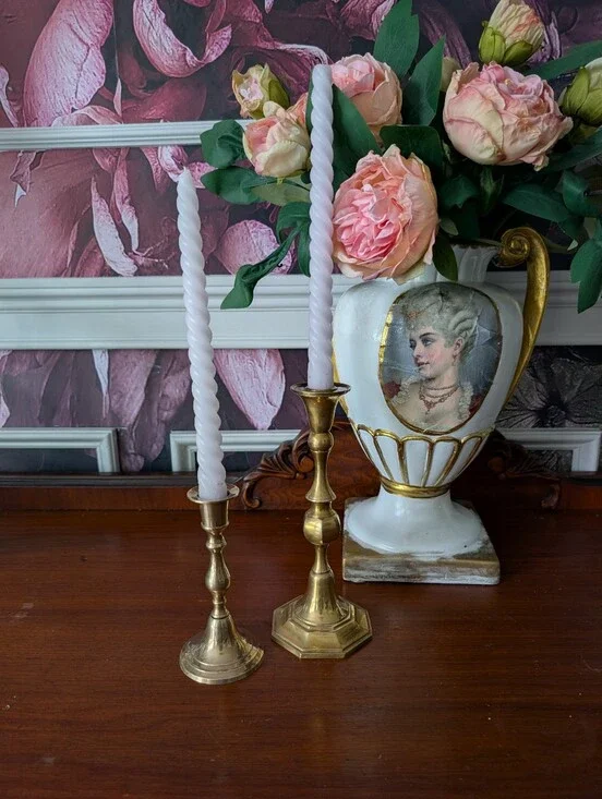 Vintage, mismatched, Solid Brass Classic Design Candle holders, Made in India