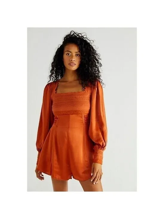 NWT Free People Orange Farrow Romper