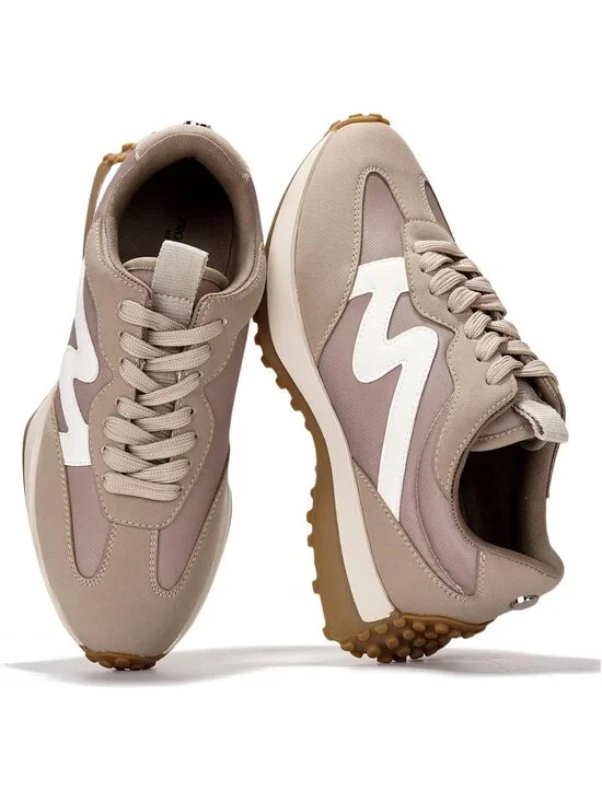 Women's Taupe Lightweight Non Slip Mesh Breathable Casual Canvas Sneakers