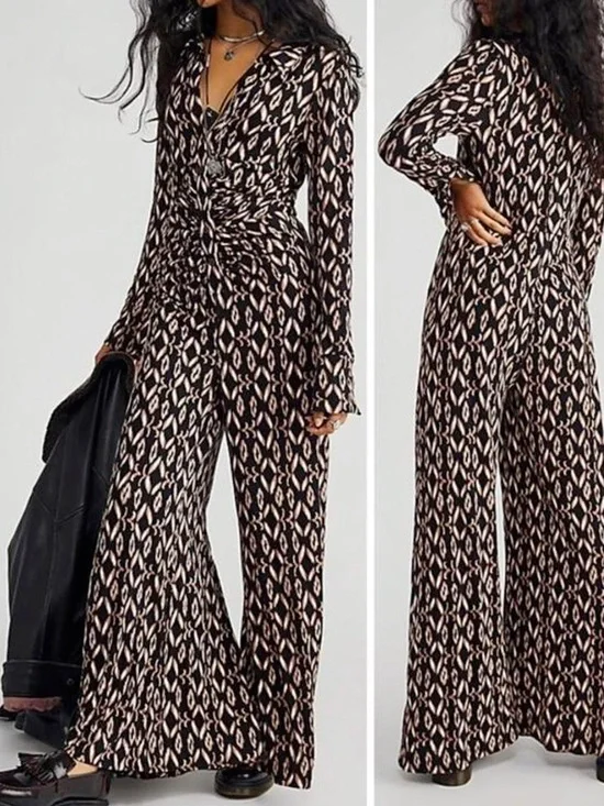 Free People Shayla Long Sleeve Wide Leg Jumpsuit