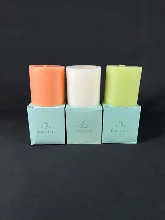 3X PartyLite candle aroma Bamboo Mist / Pure Vanilla Creme / Apricot Daisy