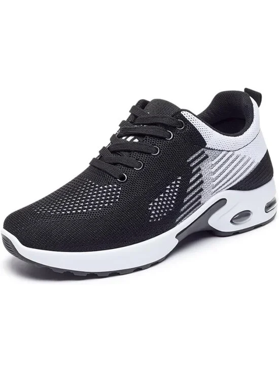 Women's White Black Lightweight Air Cushion Mesh Breathable Casual Sneakers