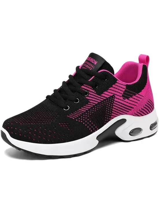 Women's Black Rose Lightweight Air Cushion Mesh Breathable Casual Sneakers