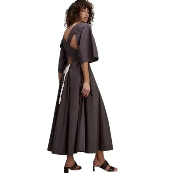 NWT Free People‎ Find Me Here Midi Dress Womens S Shaded Rock Brown Boho