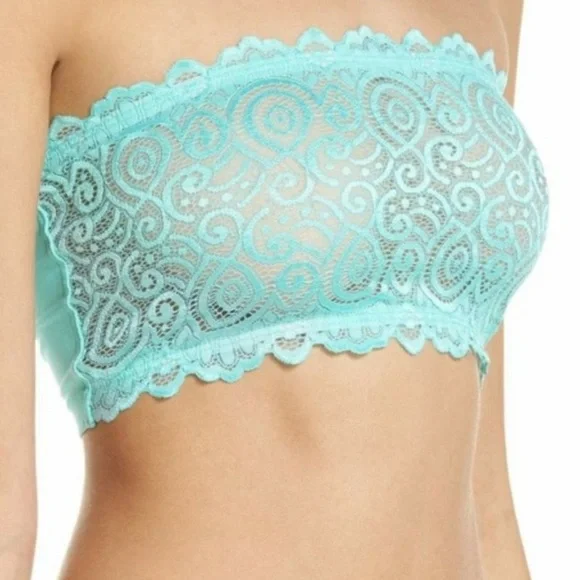 Free People Reversible Seamless Lace Bandeau Strapless Bra Seafoam Women’s XS /S
