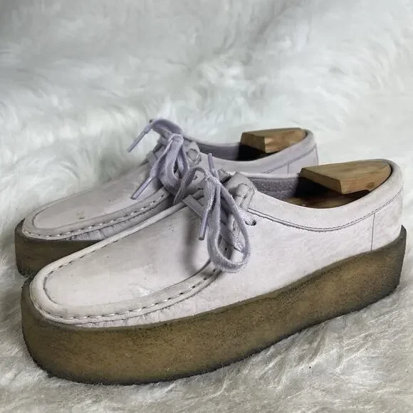Clarks Originals Wallabee 11826 Pale Light Gray Lavender Suede Women’s 8.5