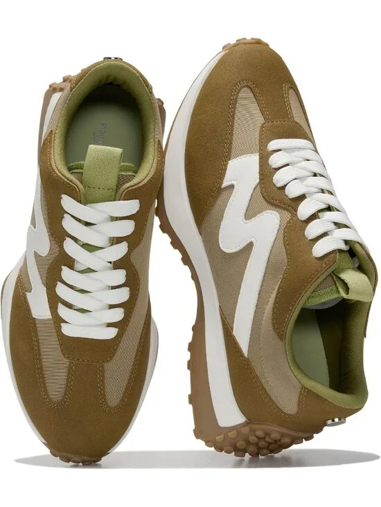 Women's Camel Lightweight Trendy Lace Up Memory Foam Insole Non-Slip Sneaker