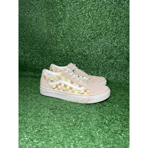 VANS‎ Old Skool Pink Checkerboard Sneakers Skate Shoes Womens 4.5 Boys 3