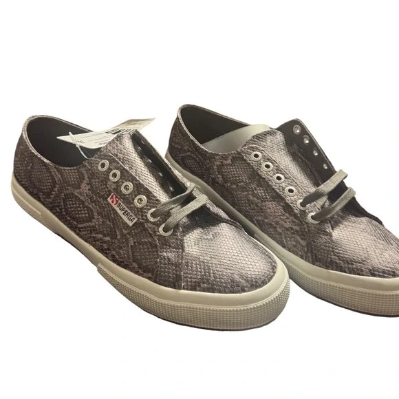 NWT Superga 2750 Sneakers Grey Snake Print Low Top Lace Up Women US‎ 9.5 Euro 41