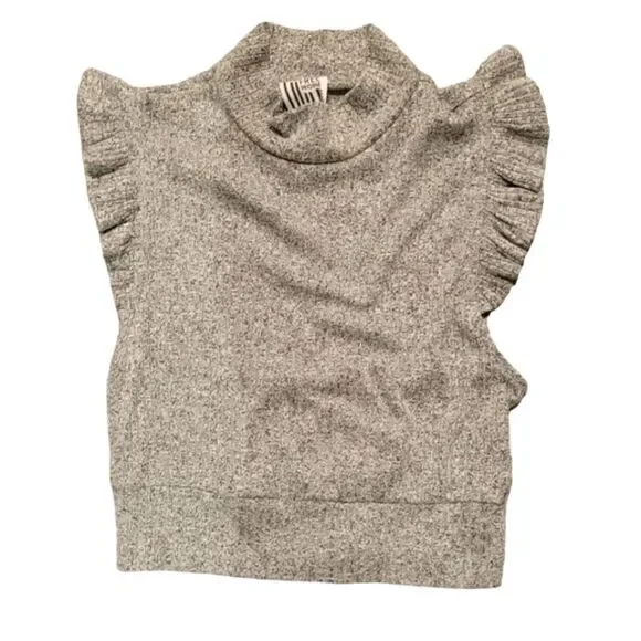 FREE People Gray High Neck Mini Crop Top