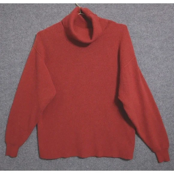 Free‎ People Sweater Women XS Dark Orange Softly Structured Tunic Turtleneck EUC