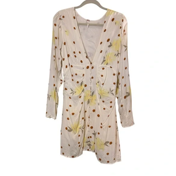 Free People Cream Babydoll Style Mini Dress sz L