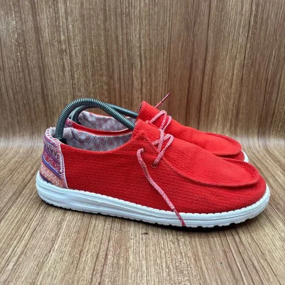 Hey Dude Wendy Aztec Red Loafer‎ Women's Shoes Size 11