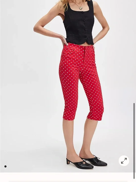 Free People Red Polka Dot Capris NWT
