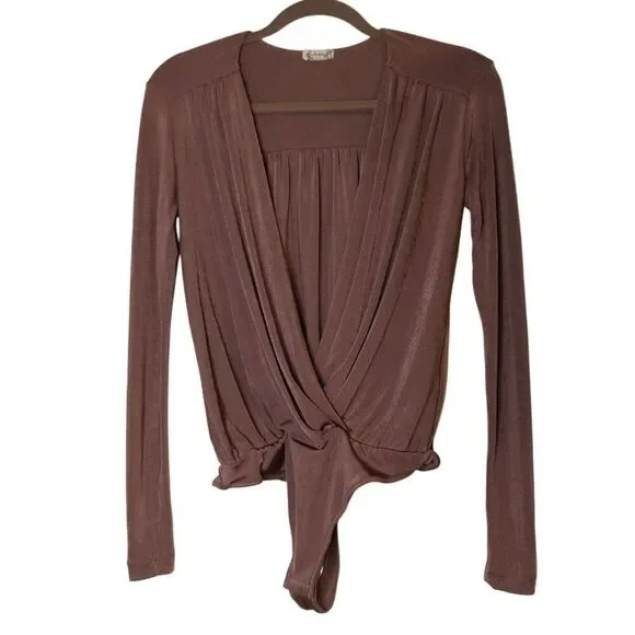 Intimately Free People Turnt Long Sleeve Plunging Bodysuit size XS