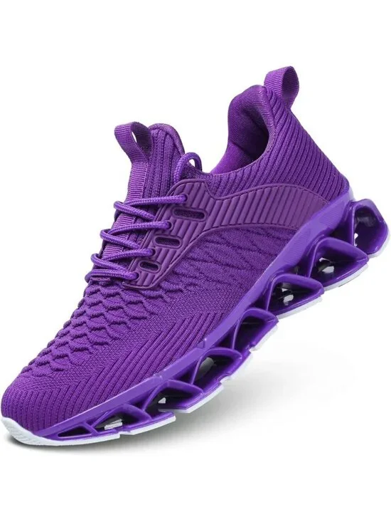 Women's Purple Blade Mesh Comfort Non Slip Athletic Slip on Soft Sneaker Shoes