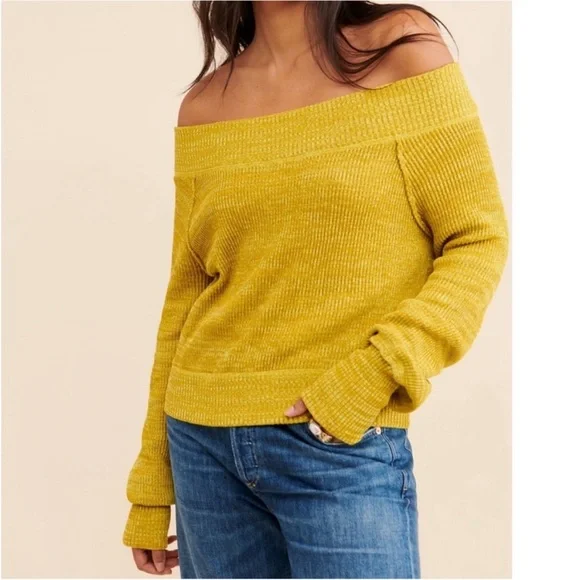 Free People Rush‎ Crush Off the Shoulder Crop Sweater in Verbena Combo Size XS