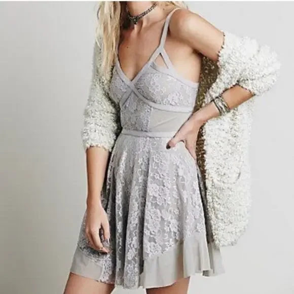 Free People Mini Lace Banded Dress