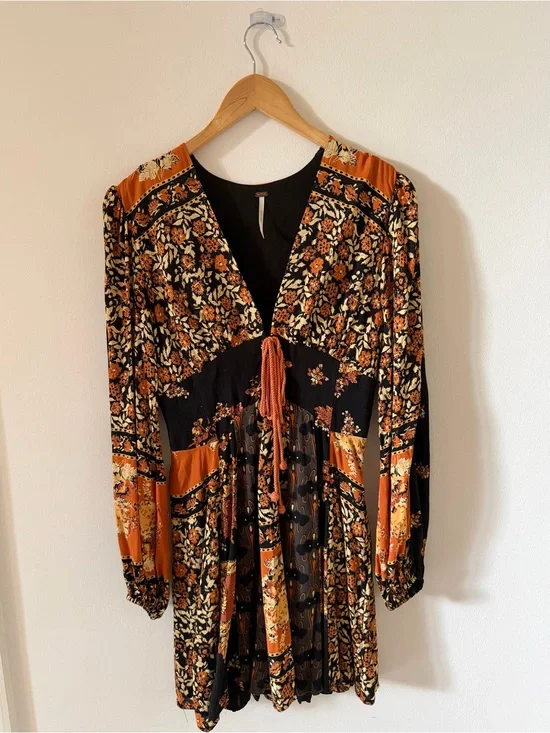 Free People Boho Patchwork Mini Dress