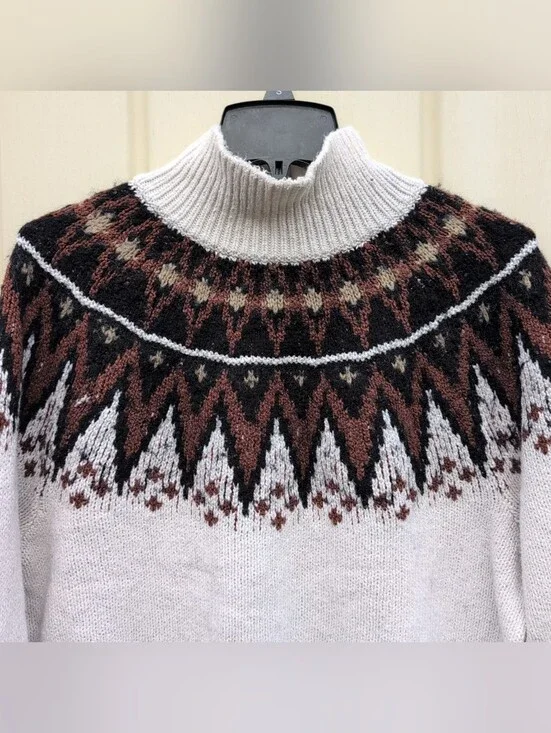Free People Sweater Womens Medium Nordic Fairisle Chunky Knit Tunic Dress Casual