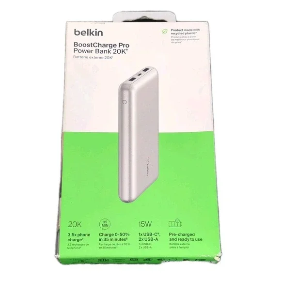 Nn8N Belkin BoostCharge Pro Power Bank 20K Portable Battery Charger 15W - Silver