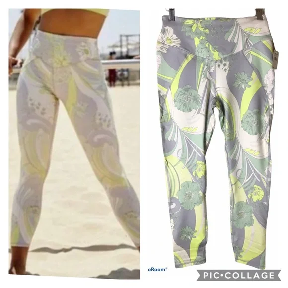 FREE PEOPLE Wave Crush Bright Lime Combo Legging S