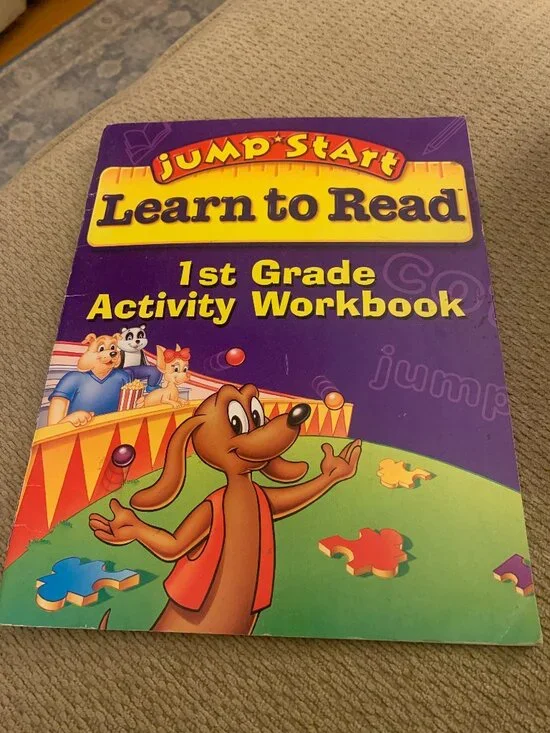 Vintage 1999 JumpStart Learn to Read 1st Grade Activity Workbook Scholastic.