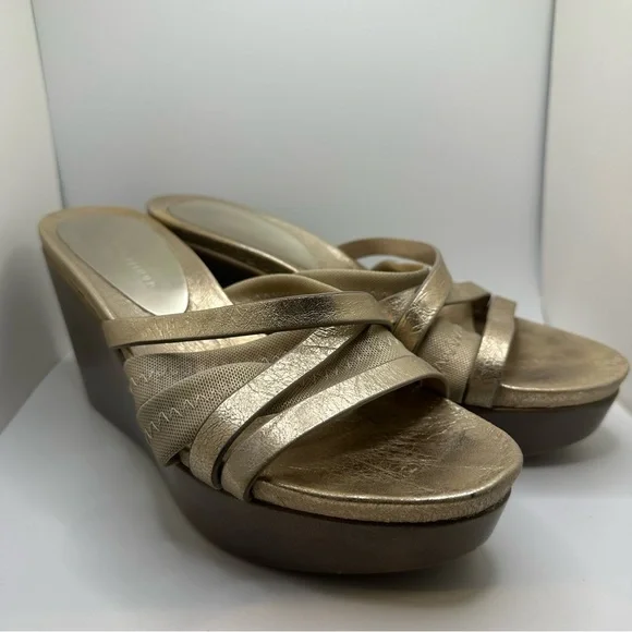 Donald‎ J Pliner Gold Strappy Wedges Size 7.5