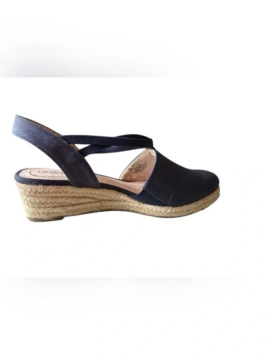 NIB LifeStride Navy Espadrille Wedges 6.5 Wide