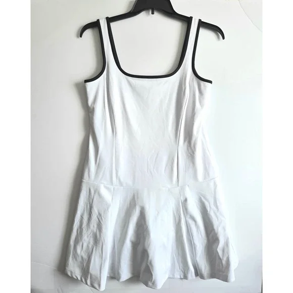 J.Crew Women White Black Trim Pleated Tennis Dress CG043 Size M NWT
