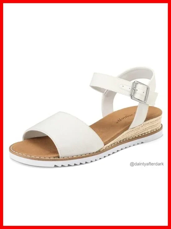 Espadrille Wedge Sandals, Adjustable Ankle Strap, Cushioned Insole,