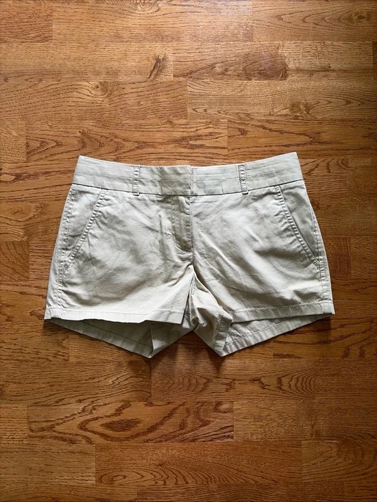 J.Crew Factory Broken-In Chino Shorts 00 Pockets Women Khaki Cotton Low Rise