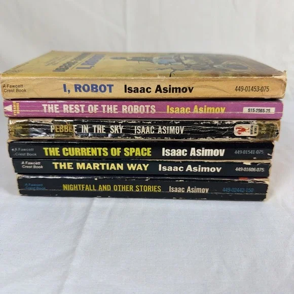 Isaac Asimov Lot of 6 Sci-Fi I, Robot Pebble in the Sky Currents Of Space