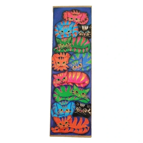 Vintage‎ 90s Suzanne Ewart Cats Bookmark Barnes Nobel Colorful Whimsical England