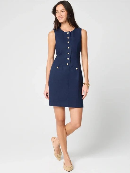 J. Crew Linen Blend button front mini dress