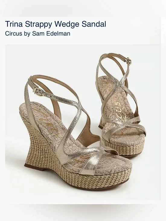 Circus by Sam Edelman Metallic Gold Strappy Wedge Sandal - Never Worn in Box!