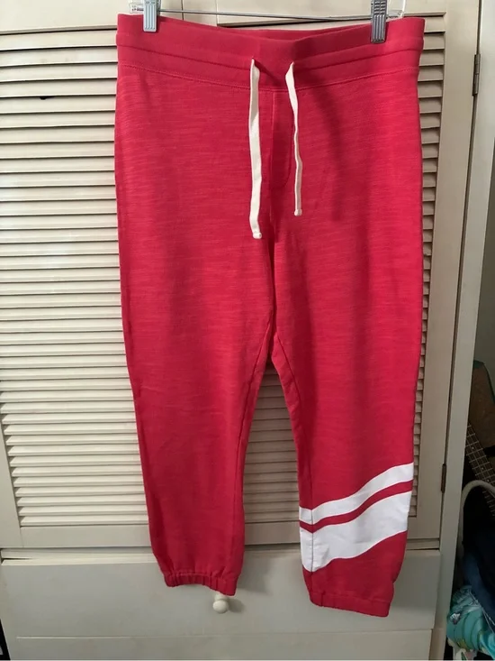 J. Crew Red Track Joggers with White Leg Stripes