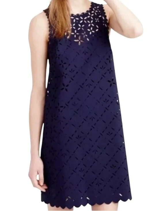 J. Crew Dark Blue Sleeveless Cut-out‎ Shift Dress Size 8