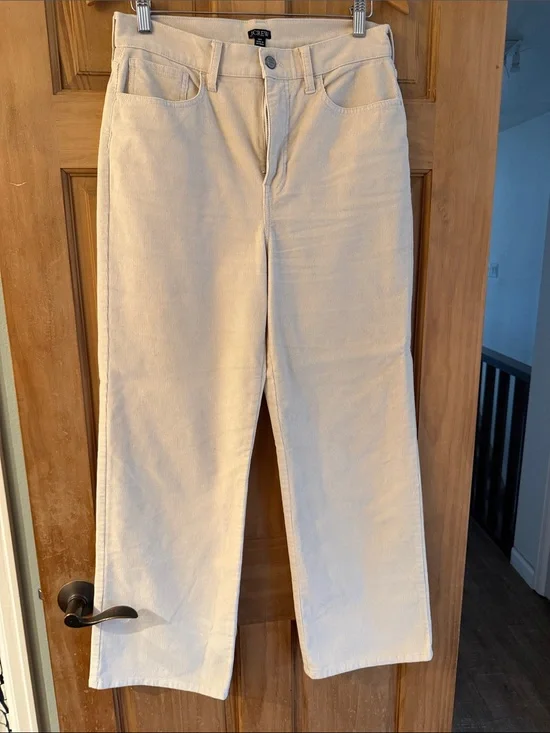 J. Crew Women's Cream Straight-Leg Corduroys size 28T cropped style 29 in inseam